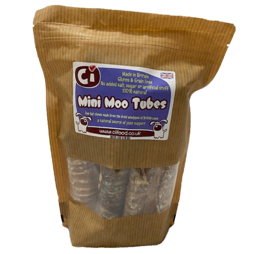 image of Mini Moo Tubes.  Beef trachea dog chew