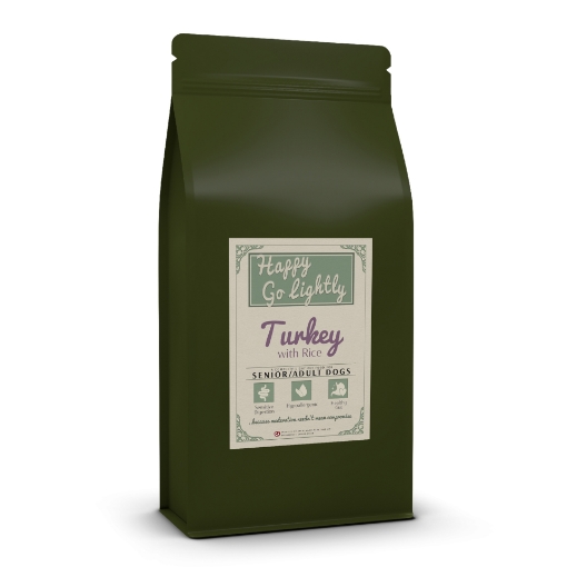 Image of Happy Go Lightly Turkey low calorie, low fat, hypoallergenic, low phosphorus dog food for senior dogs